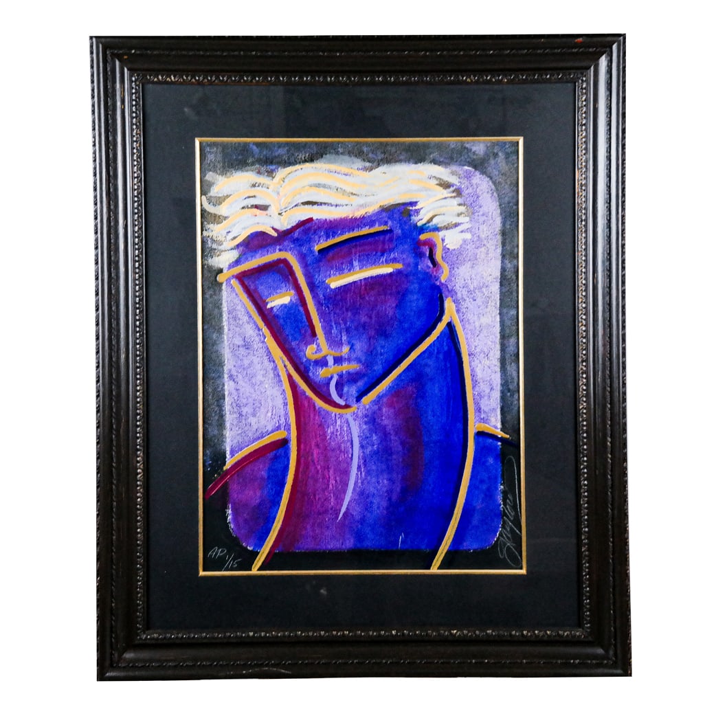 Gaylord SOLI: "Apollo" - Acrylic Painting: Gaylord Soli acrylic on paper painting, signed by the artist, with Certificate of Authenticity. [Sight: 30" H x 32" W; Frame: 43" H x 36" W].