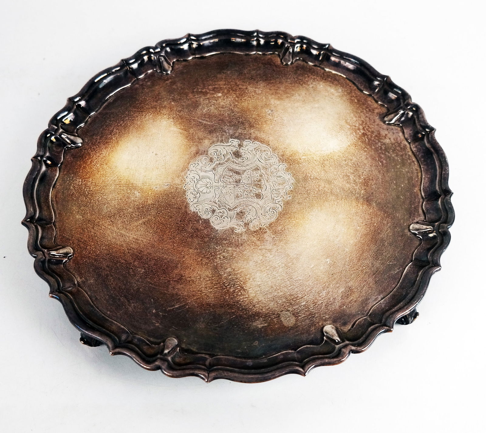 Antique English Silver Footed Salver-Tray (1 of 6)