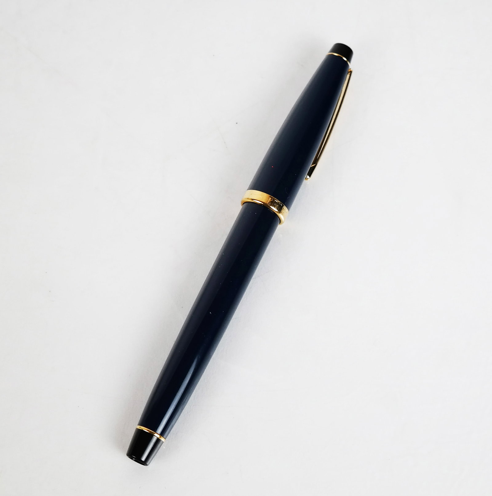 Cross Blue and Gold-Tone Pen: Cross blue and gold-tone pen, takes a cartridge fill, in box.