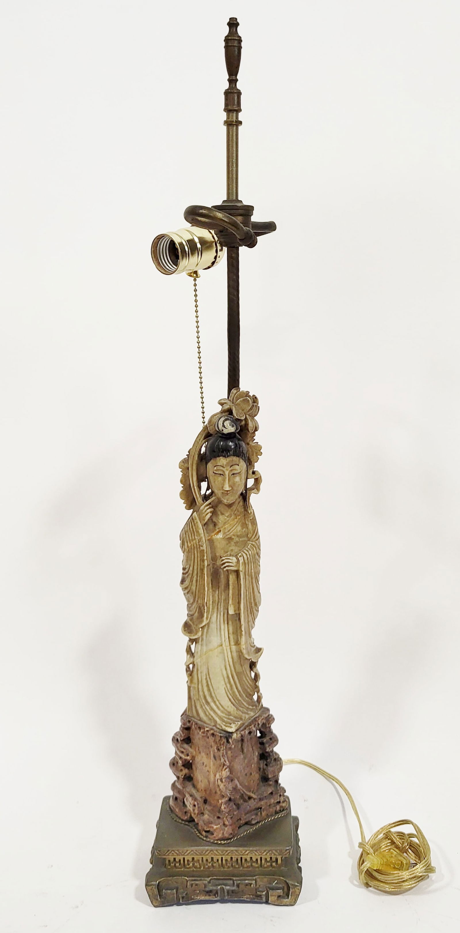 Carved Hardstone Kwan Yin Figure as Lamp (1 of 14)