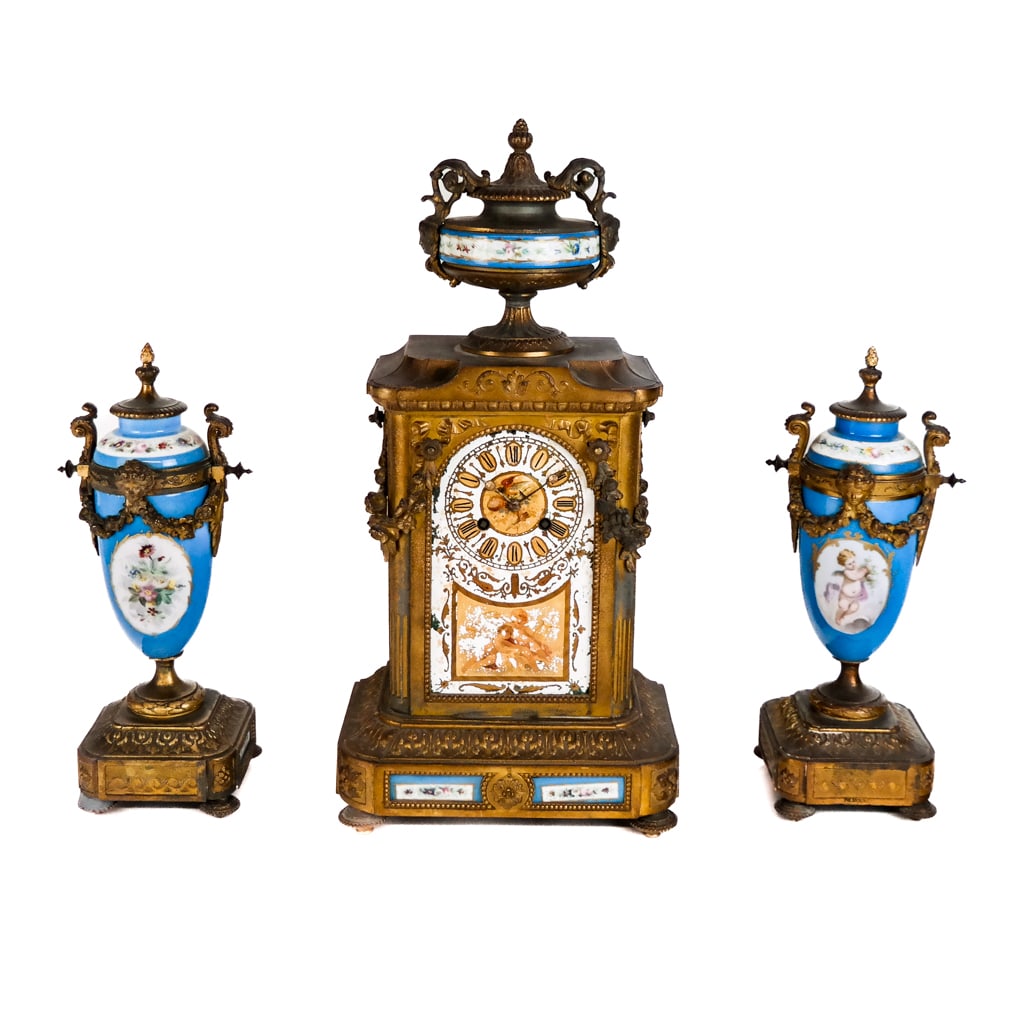 Louis XVI Style Clock Garniture (3) (1 of 18)
