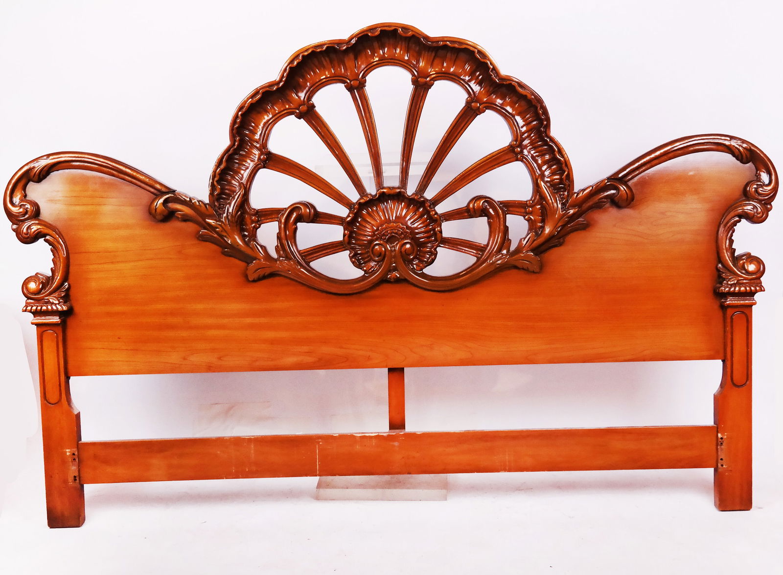 Belle Epoque-Style Shell-Form Headboard: Belle Epoque-style shell-form headboard. [57 1/2" H x 88" W x 3 1/2" D].