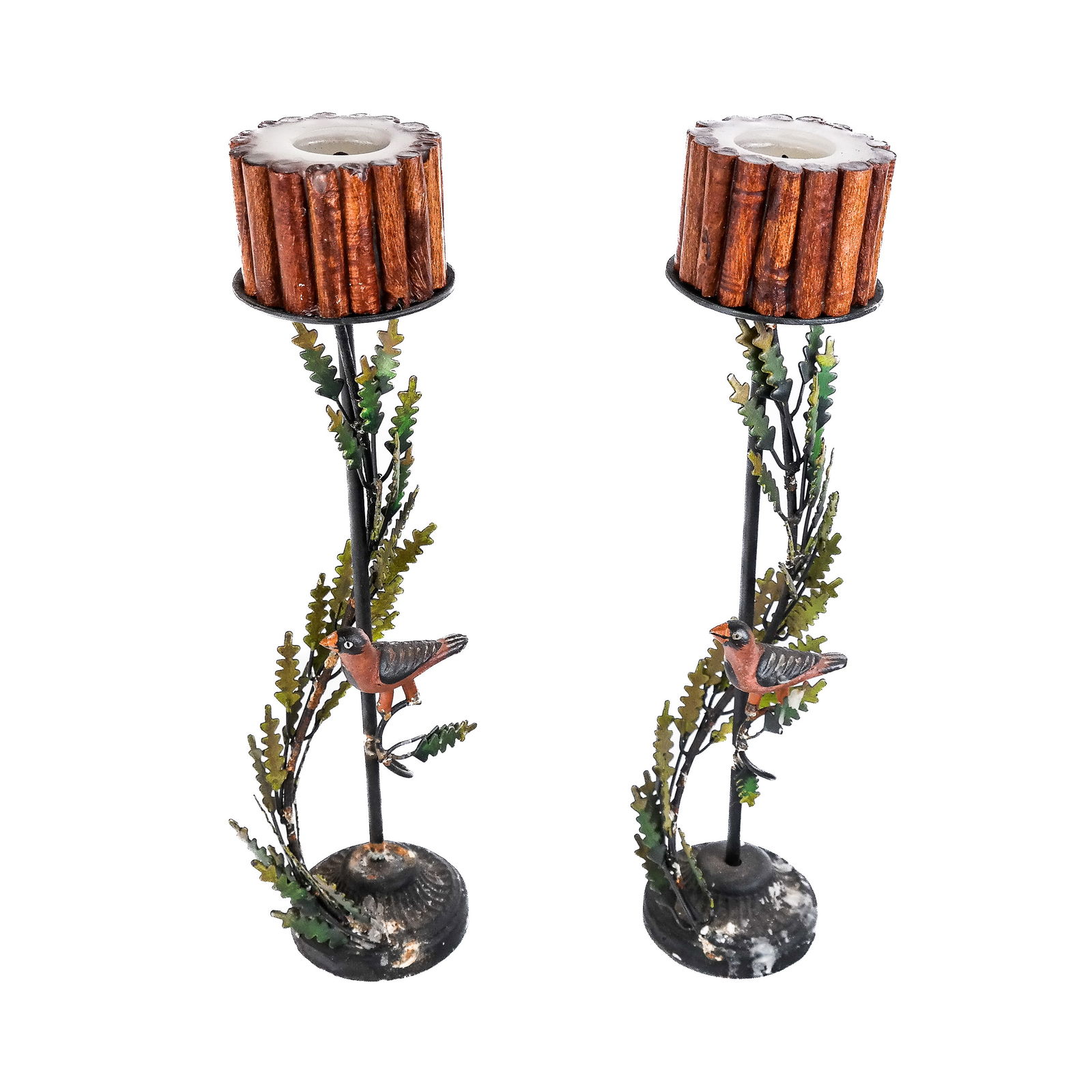Pair of Polychrome Decorated Candlesticks (1 of 8)