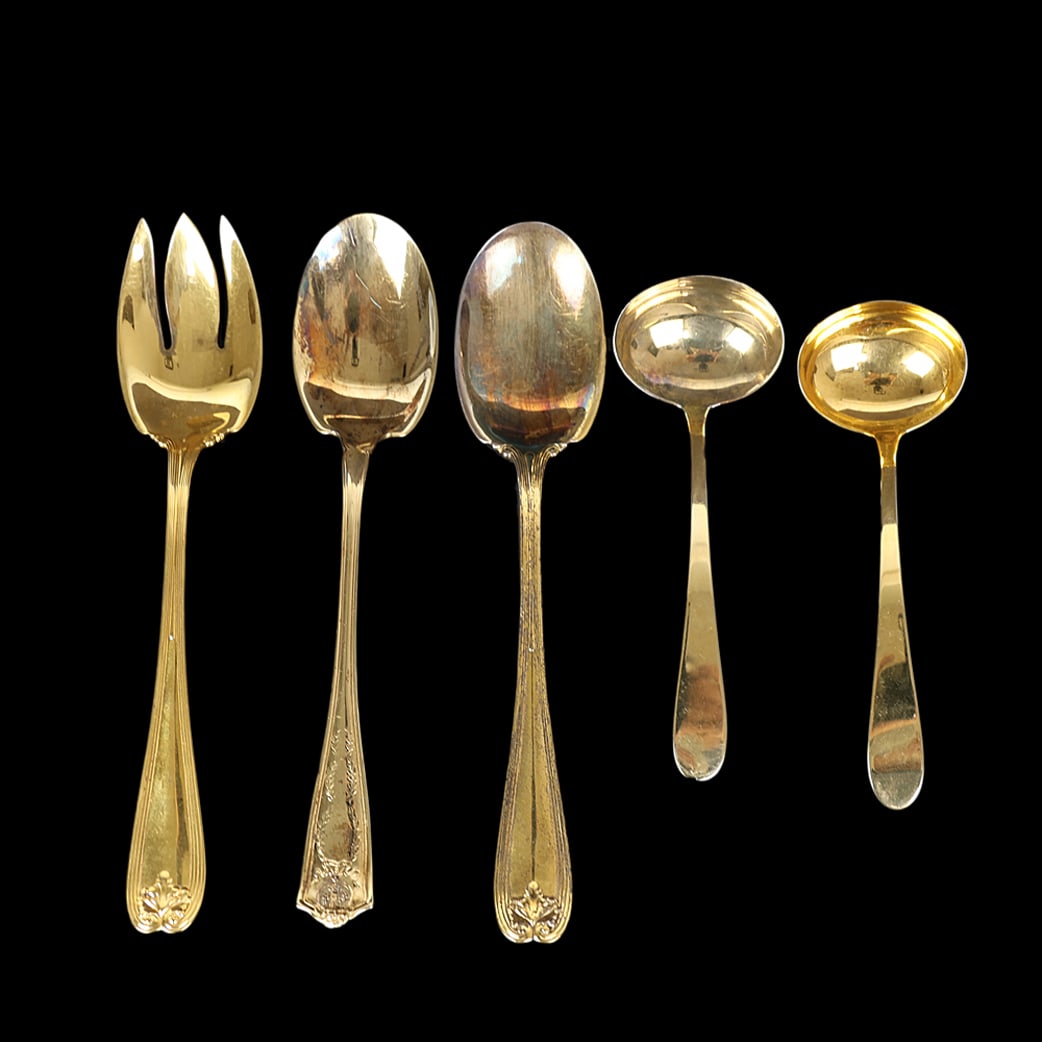 5 Assorted Tiffany & Co. S/S Vermeil Serving Pcs. (1 of 6)