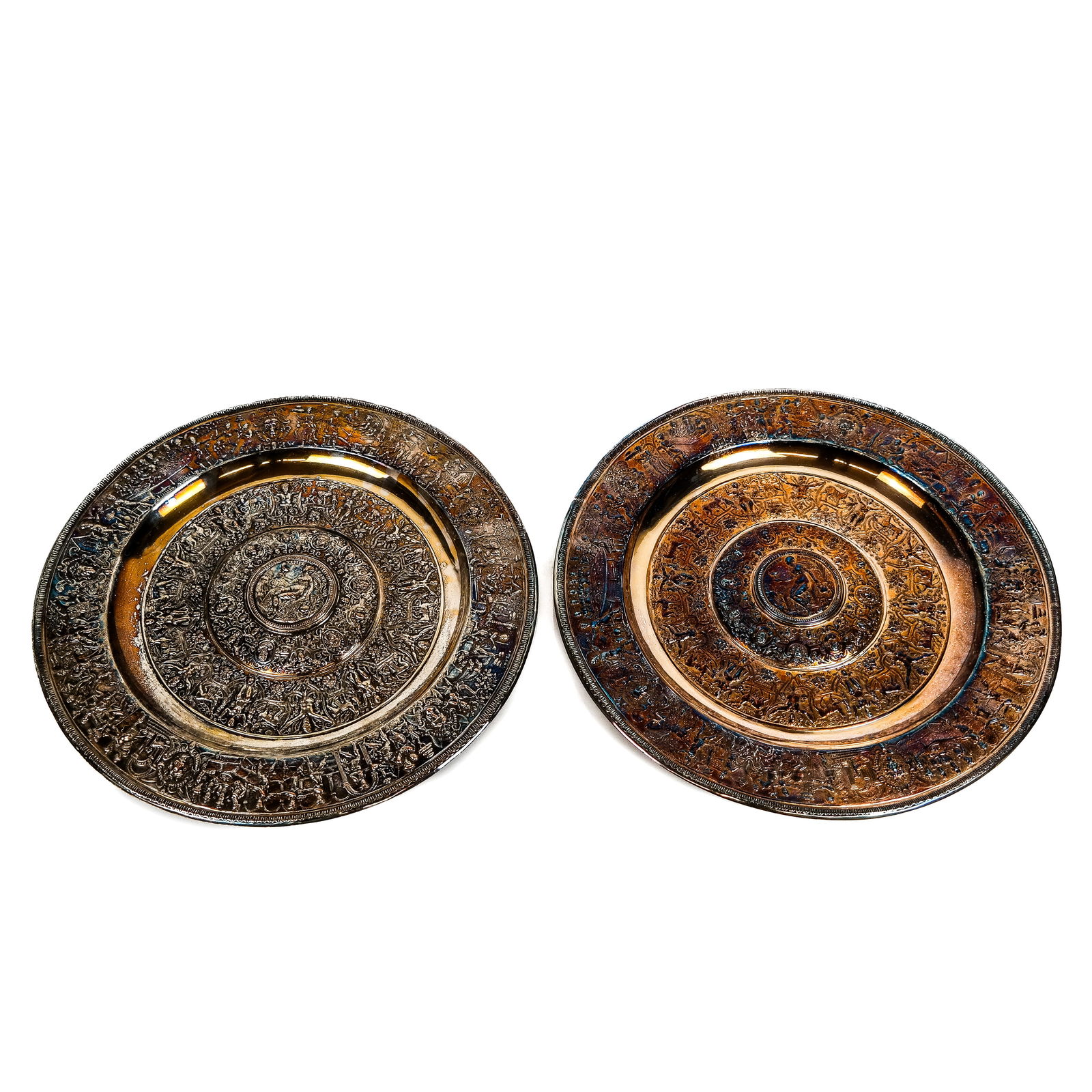 Pair of Large Shield-Style Wall Plates (1 of 12)