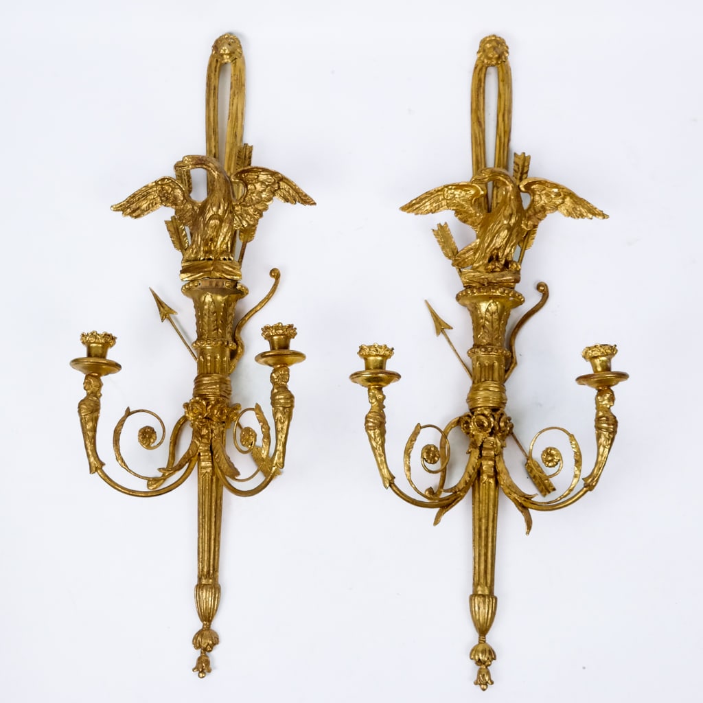 Large Pair of Classical-Style Giltwood Sconces (1 of 16)