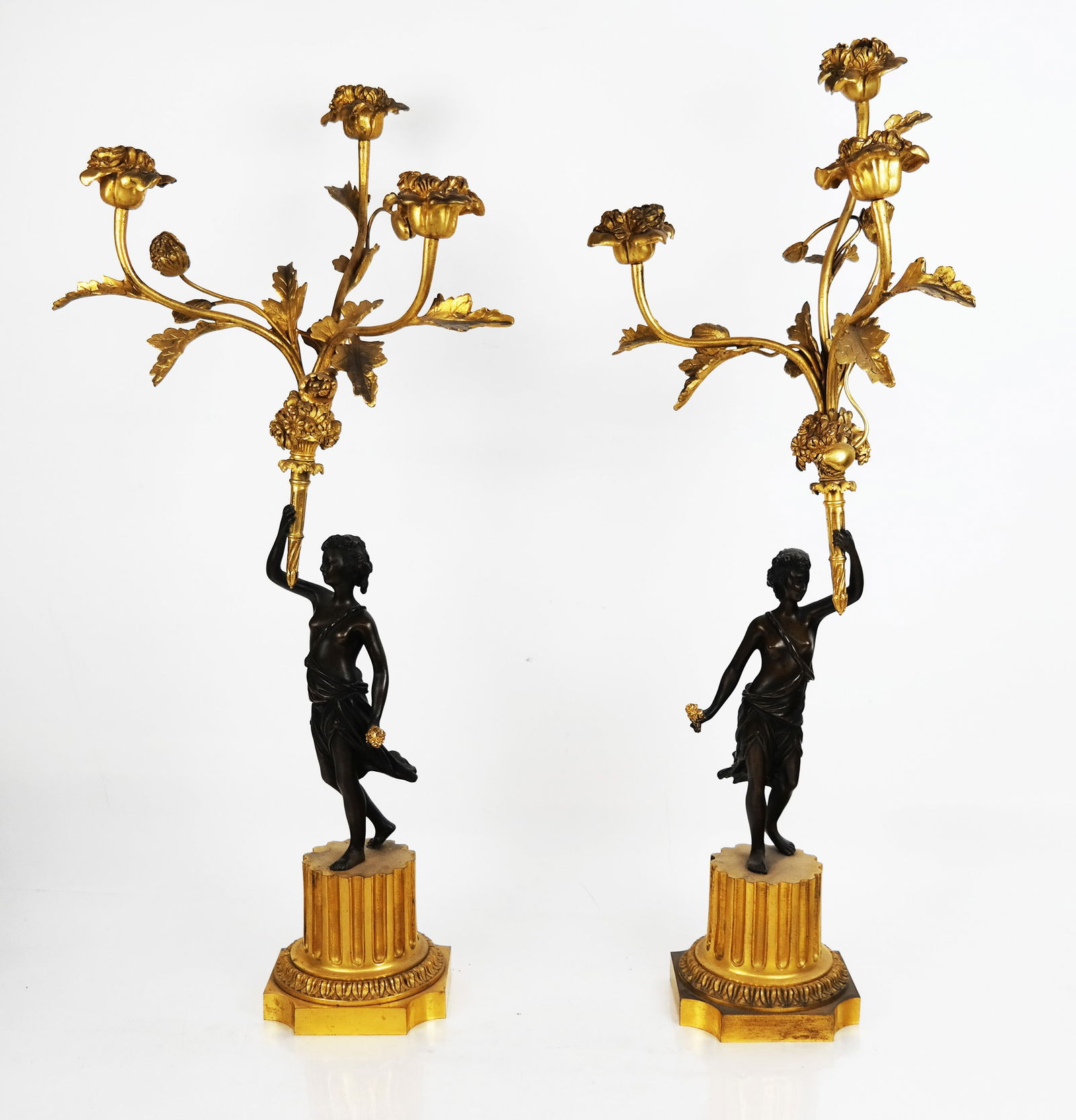 Pair of Empire-Style Bronze Figural Candelabra (1 of 9)
