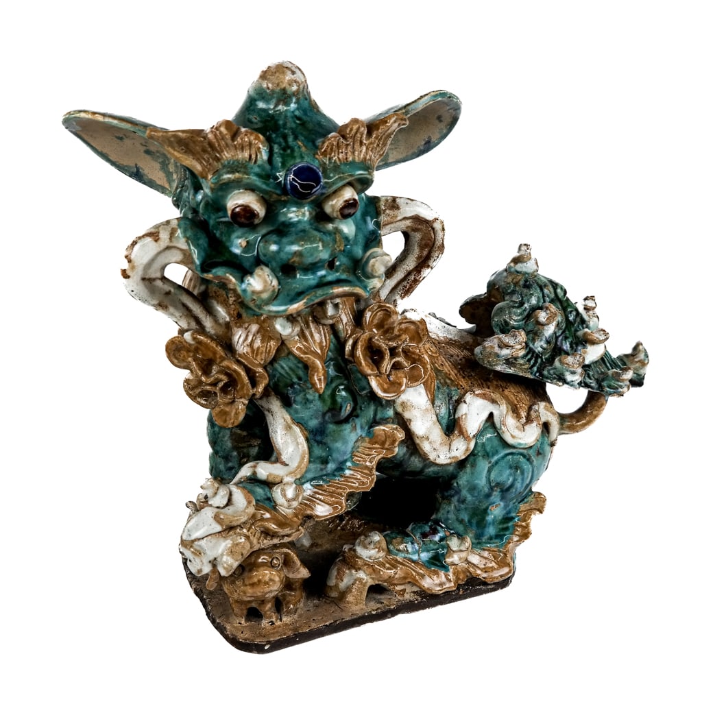 Chinese Glazed Ceramic Temple Lion Sculpture (1 of 10)