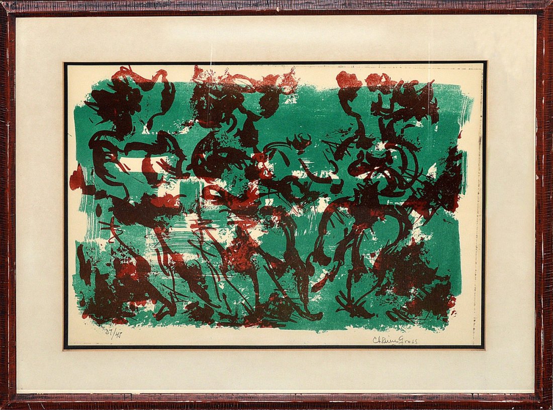 Chaim Gross Lithograph: Abstract lithograph, Edition #37/45. 24" x 19 1/2" [overall measurements].