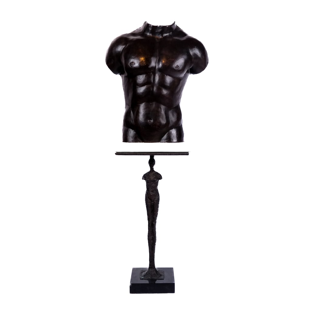 Modern Patinated Bronze Sculpture on Stand (1 of 9)