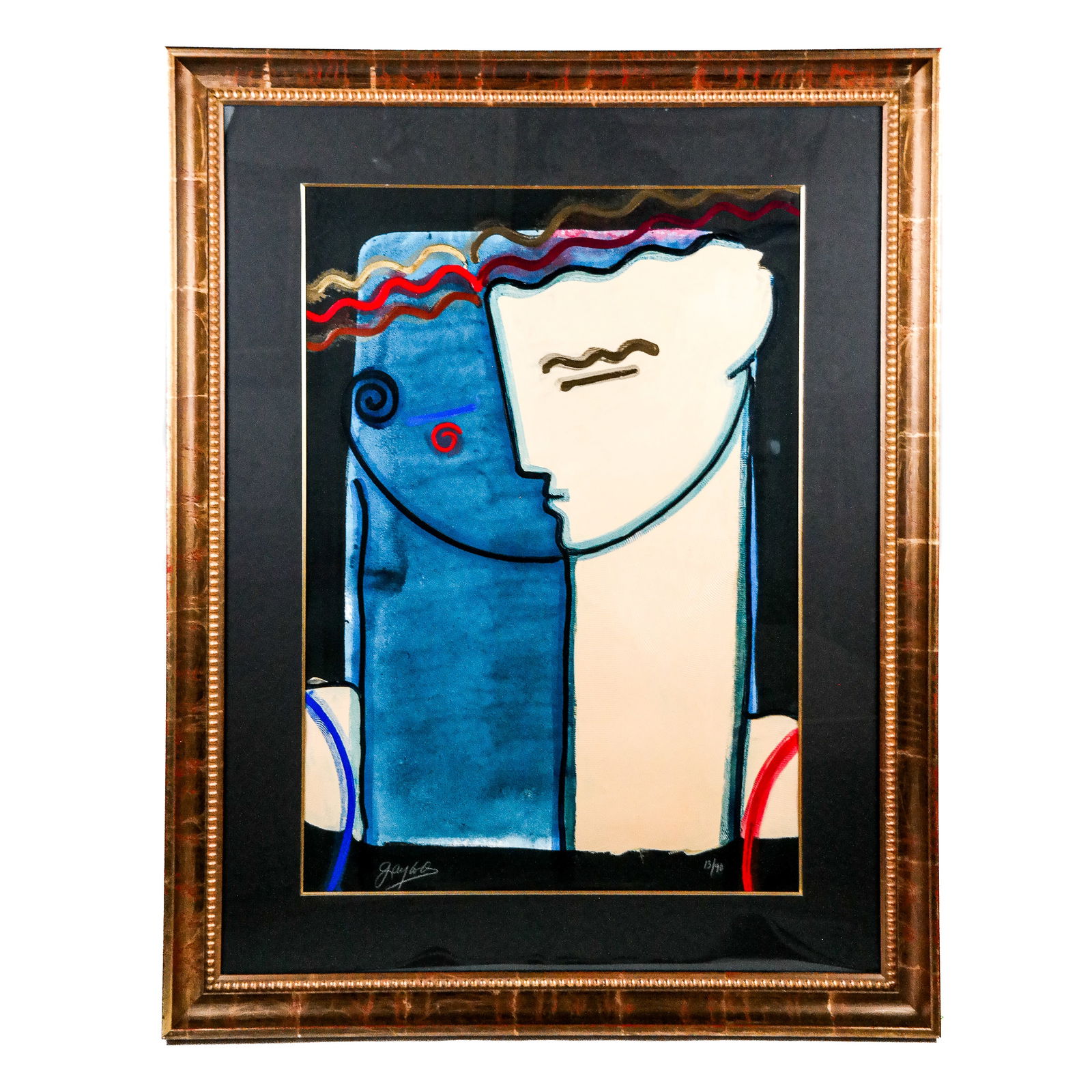 Gaylord SOLI: "Cadmus" - Acrylic Painting: Gaylord Soli acrylic on paper painting, signed by the artist, with Certificate of Authenticity. [Sight: 40" H x 28 1/2" W; Frame: 55" H x 43" W].
