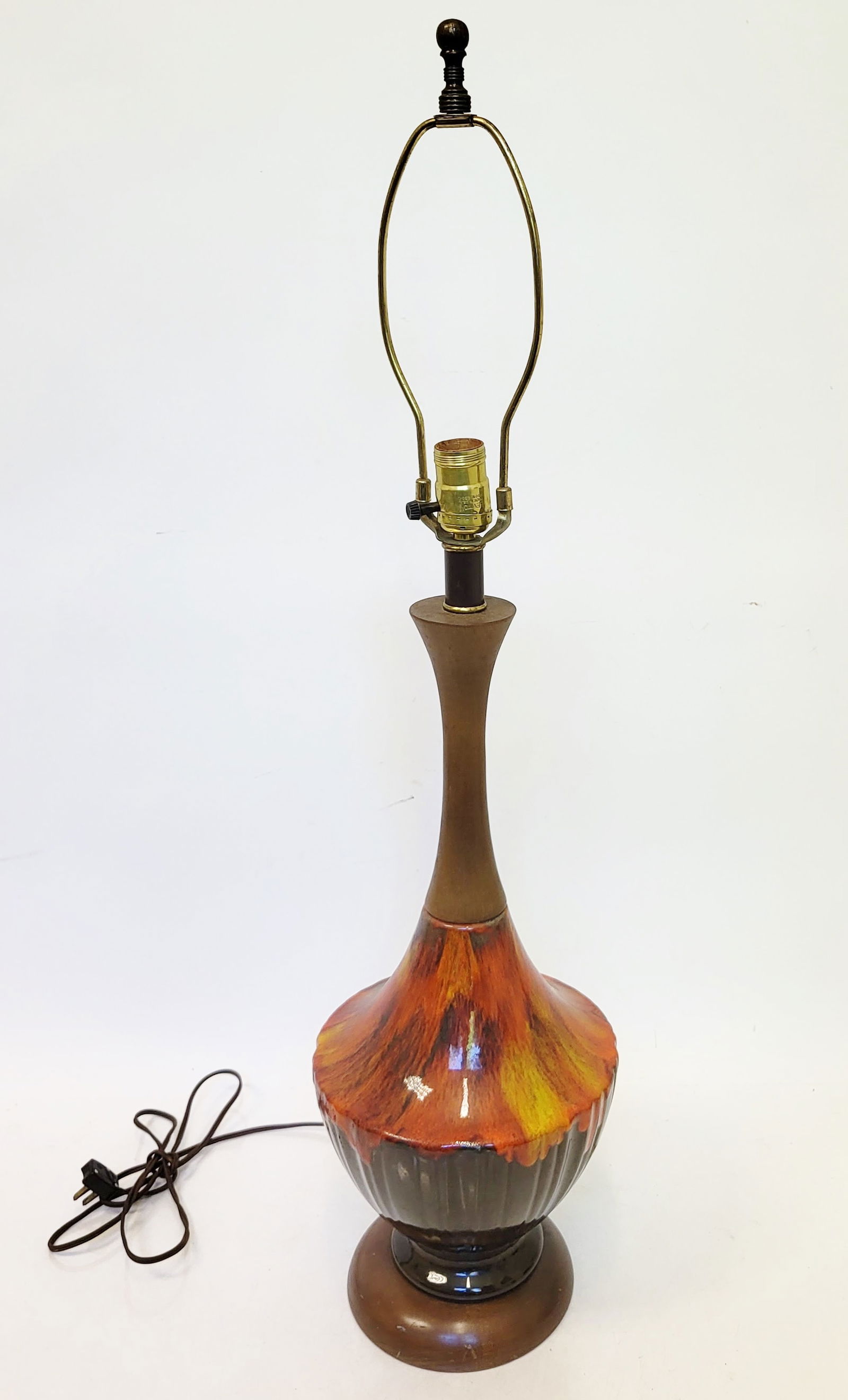 Mid-Century Modern Teak and Ceramic Lamp (1 of 10)