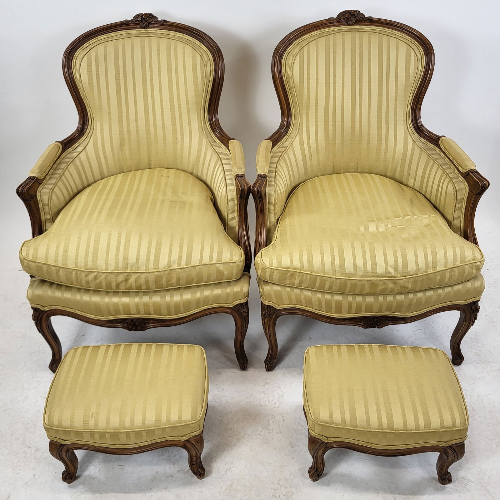 French Provincial-Style Armchairs & Ottomans (1 of 18)
