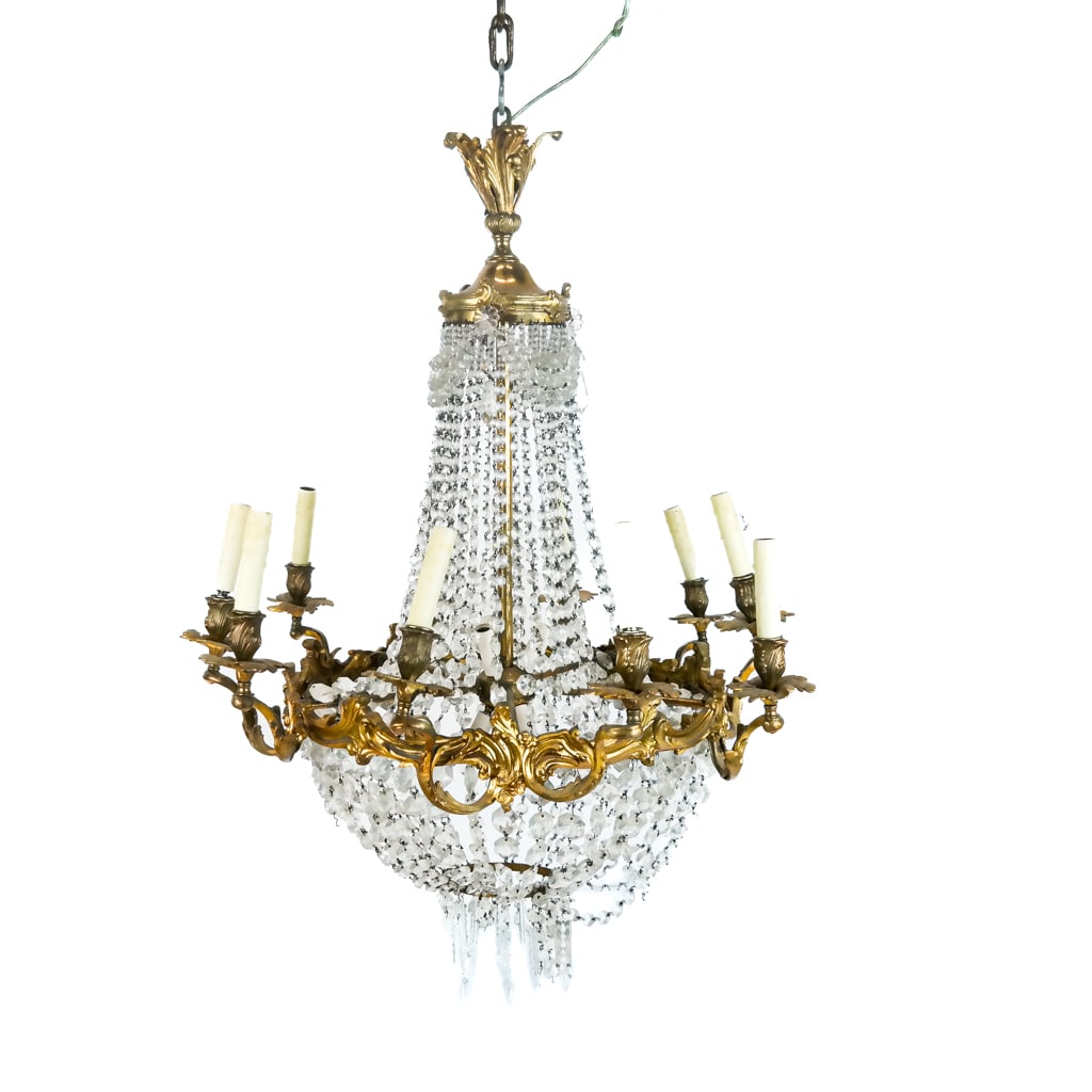 French Rococo-Style Gilt Bronze & Glass Chandelier (1 of 13)