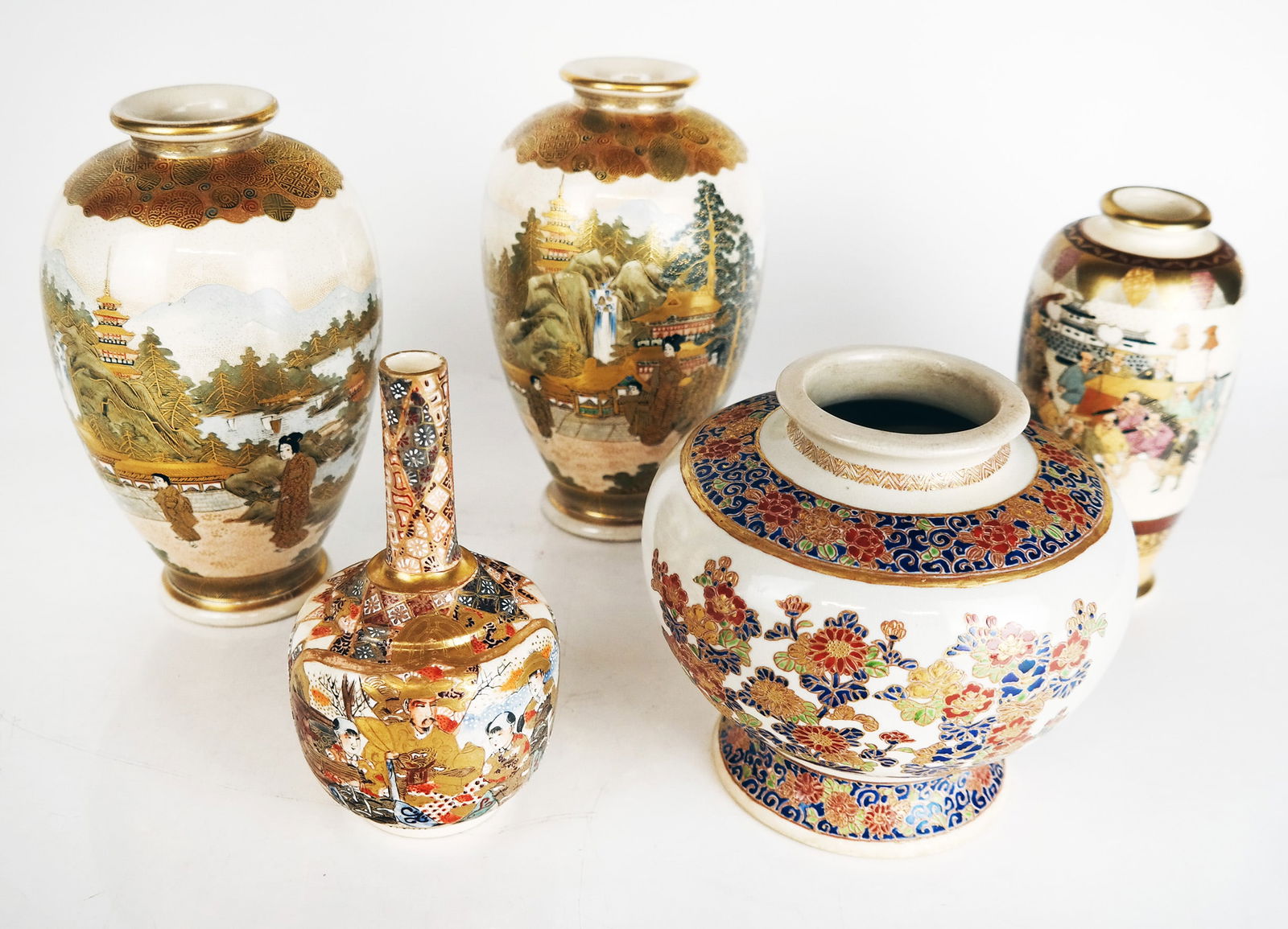 Group of Japanese Satsuma Porcelain Vases (5) (1 of 15)