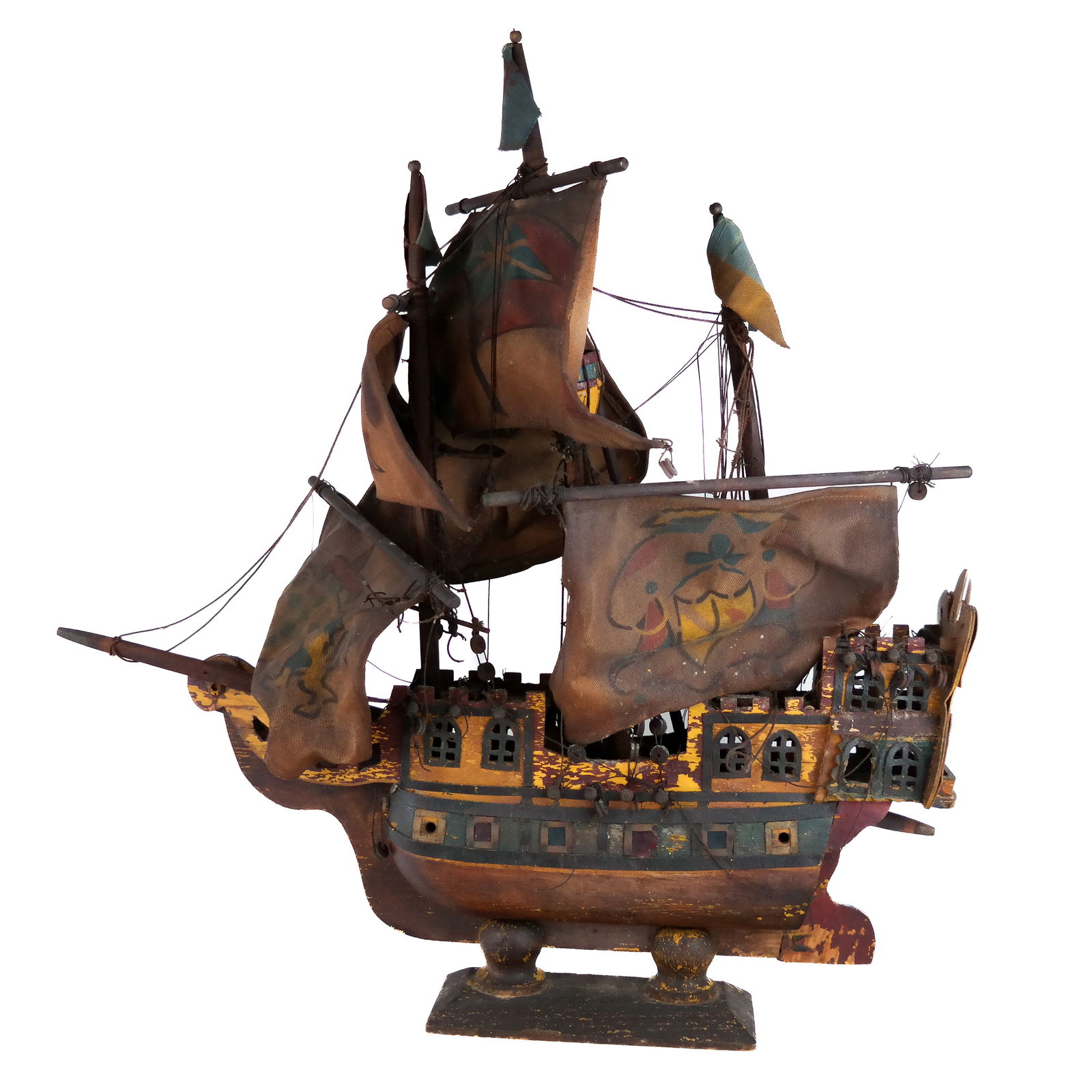 Antique Carved and Painted Model Galleon (1 of 16)