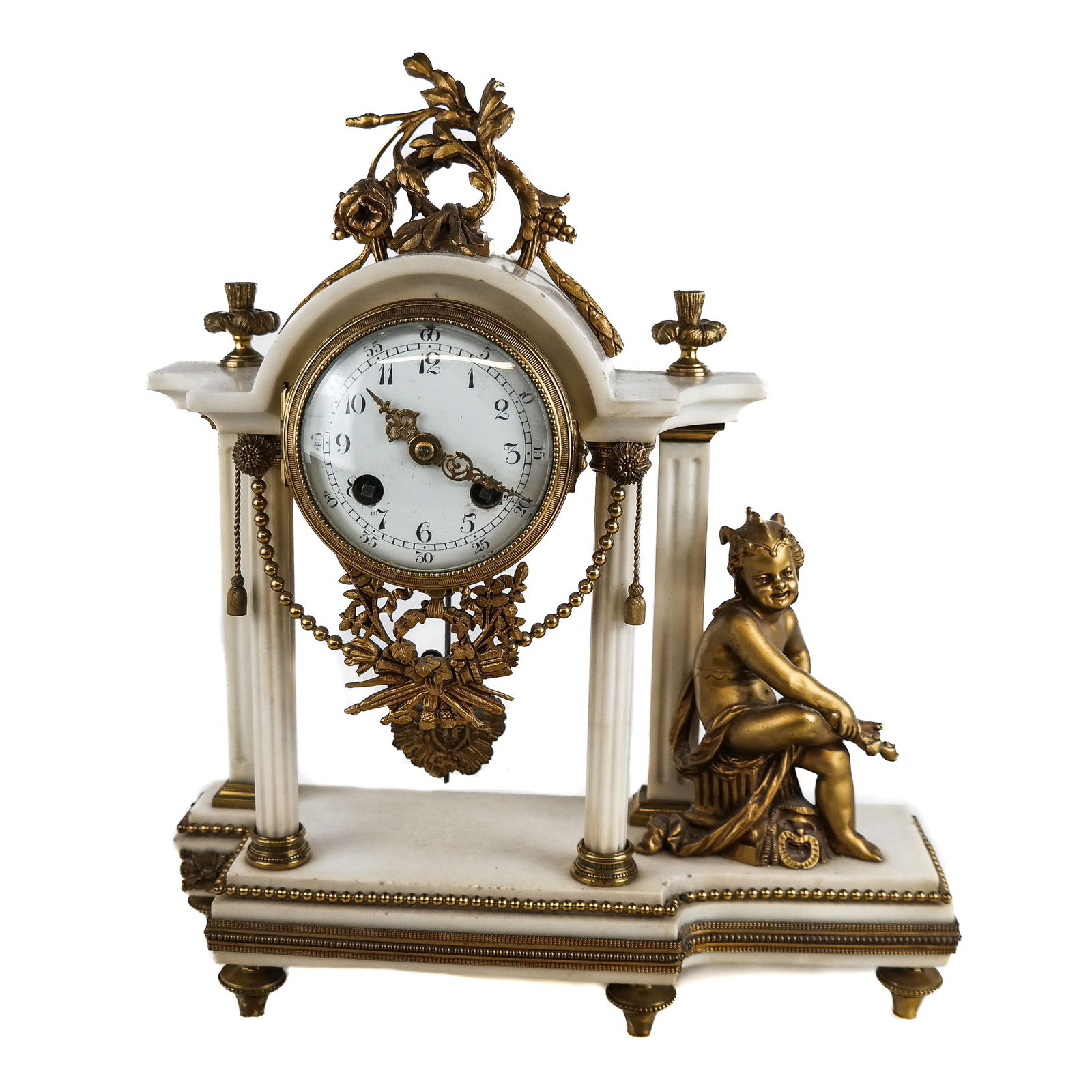 Neoclassical-Style Bronze & Marble Mantel Clock (1 of 12)