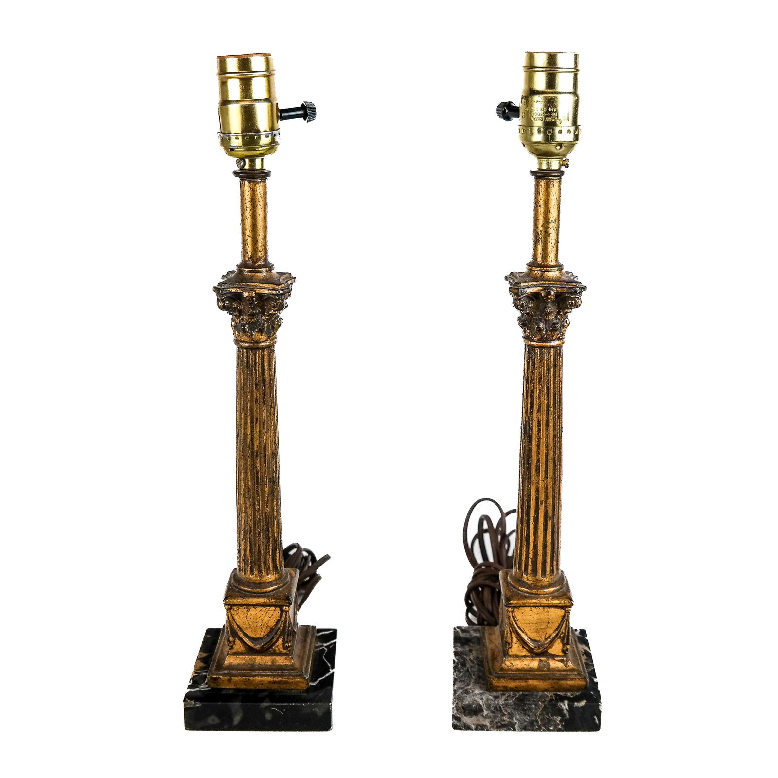 Pair of Neoclassical-Style Metal & Marble Lamps (1 of 5)