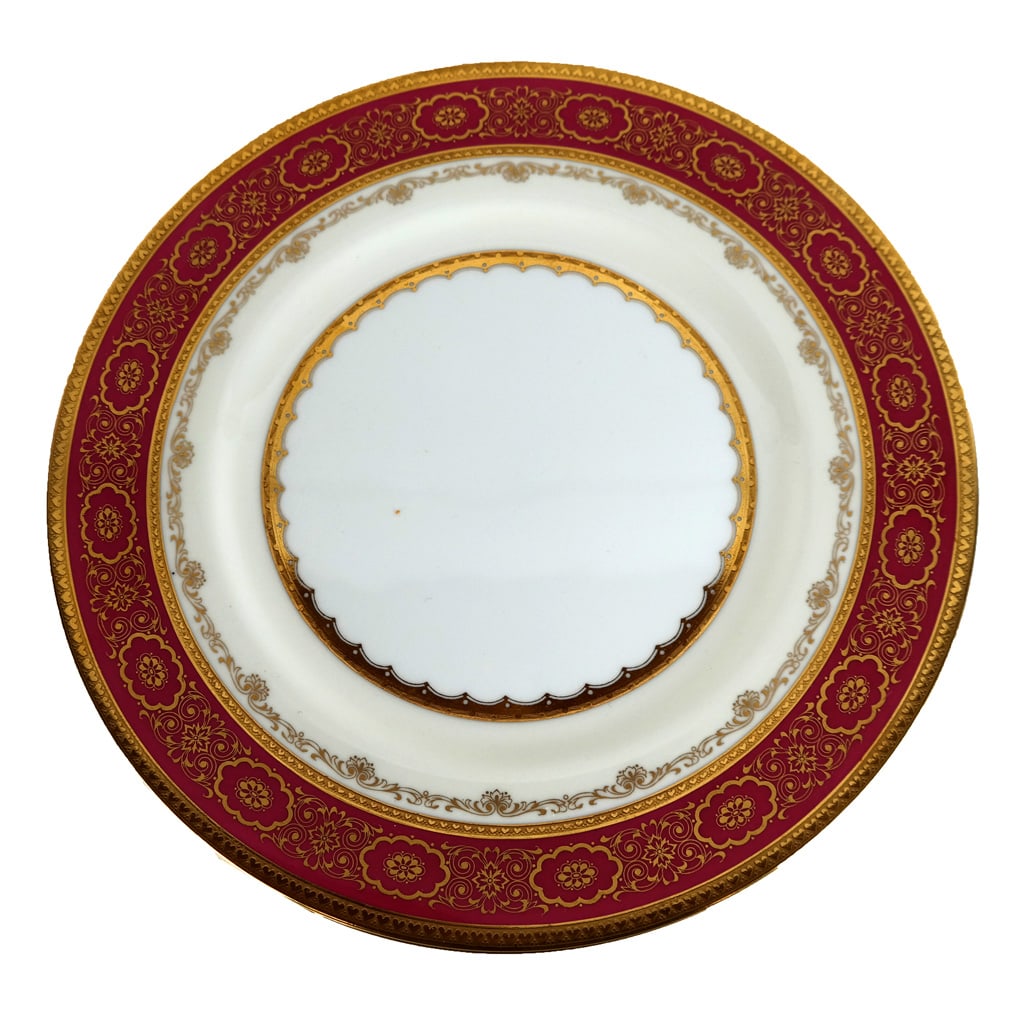 Mintons Pink & Gilt Porcelain Dinner Plates (12) (1 of 11)