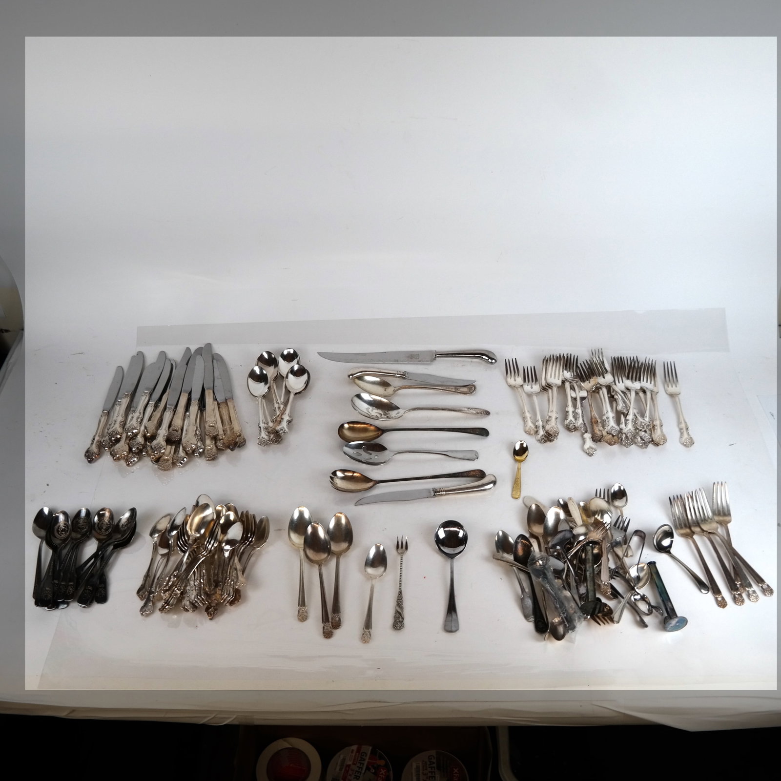 91-Pc. International Partial Flatware Set: International partial flatware set includes 16 dinner knives, 16 dinner forks, 16 salad forks, 32 teaspoons, and 11 tablespoons.