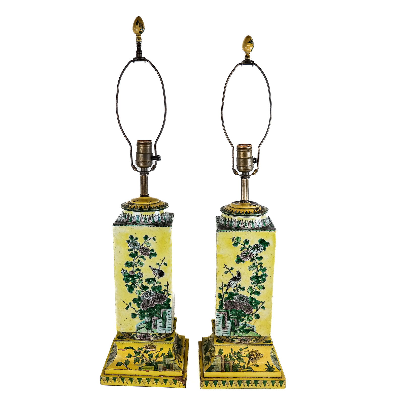 Pair of Chinese Painted Porcelain Vase Lamps (1 of 11)