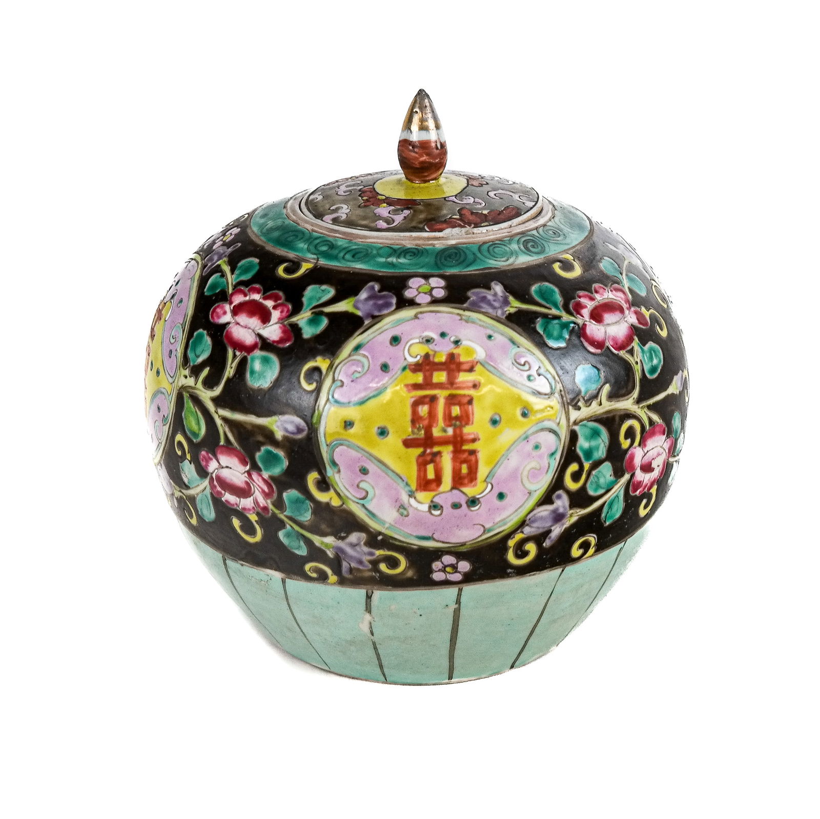 Chinese Polychrome Ceramic Ginger Jar (1 of 12)
