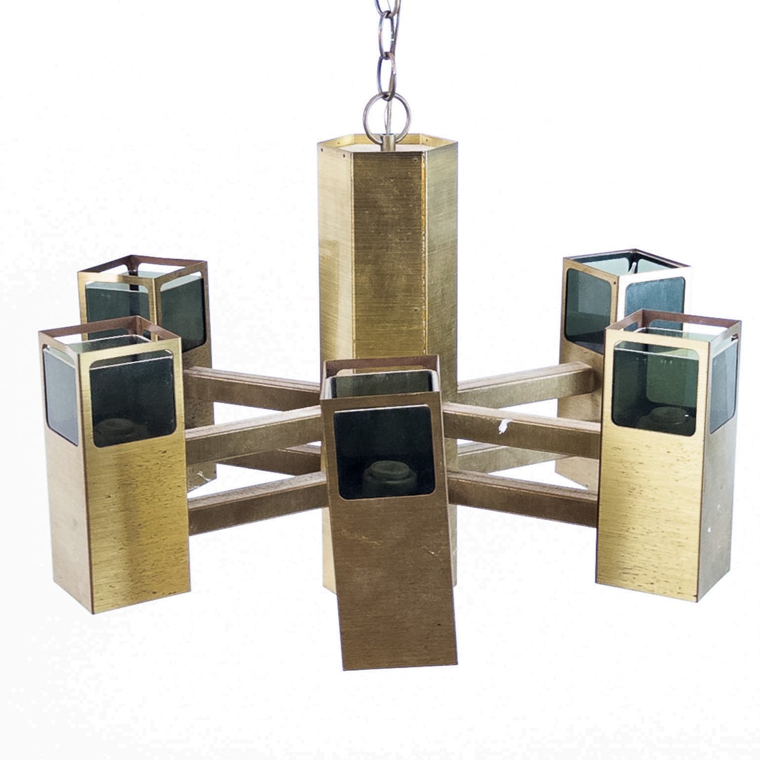 Mid-Century Modern Brass Chandelier (1 of 3)