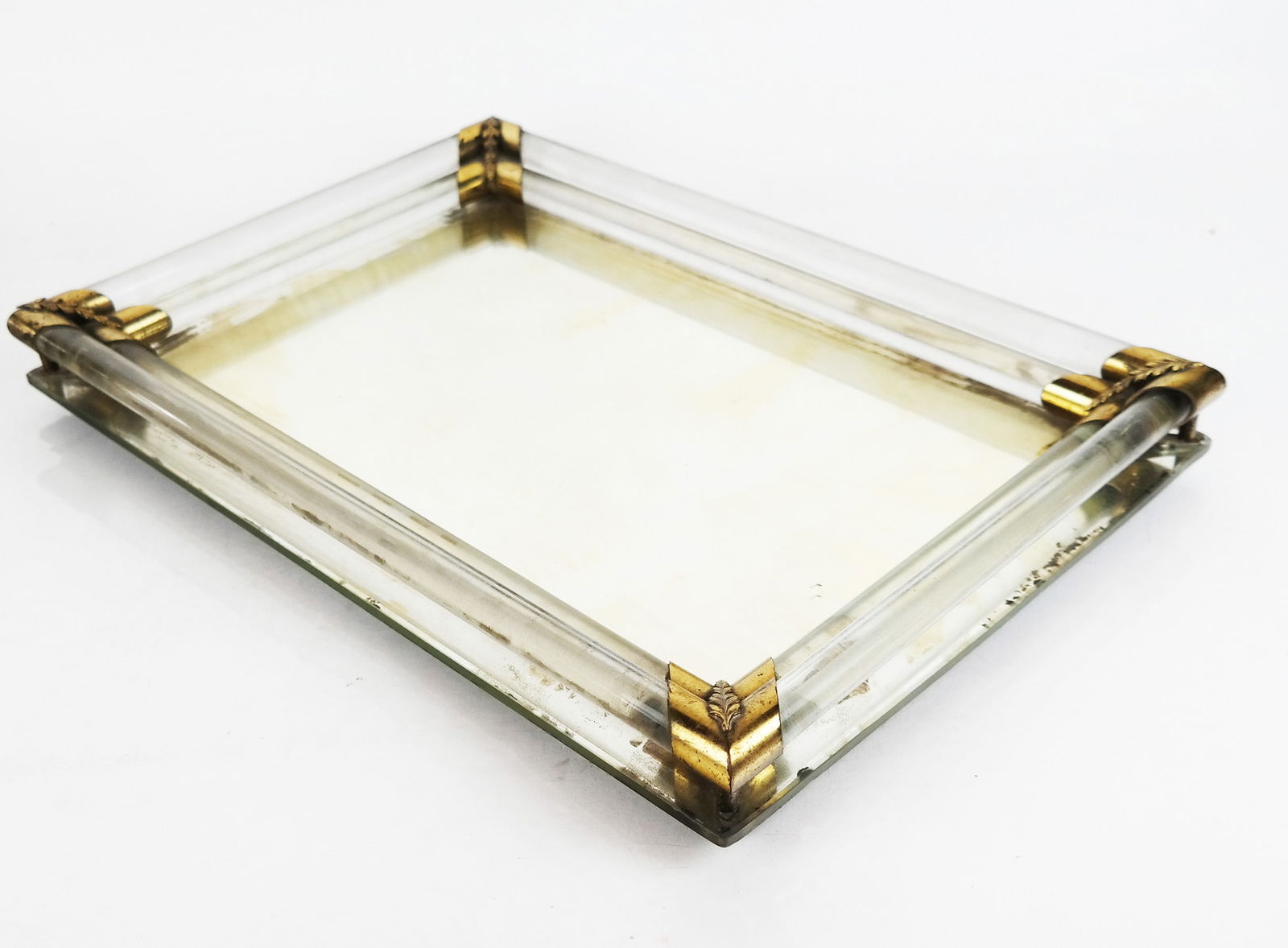 Hollywood Regency Gilt Metal & Glass Tray (1 of 6)