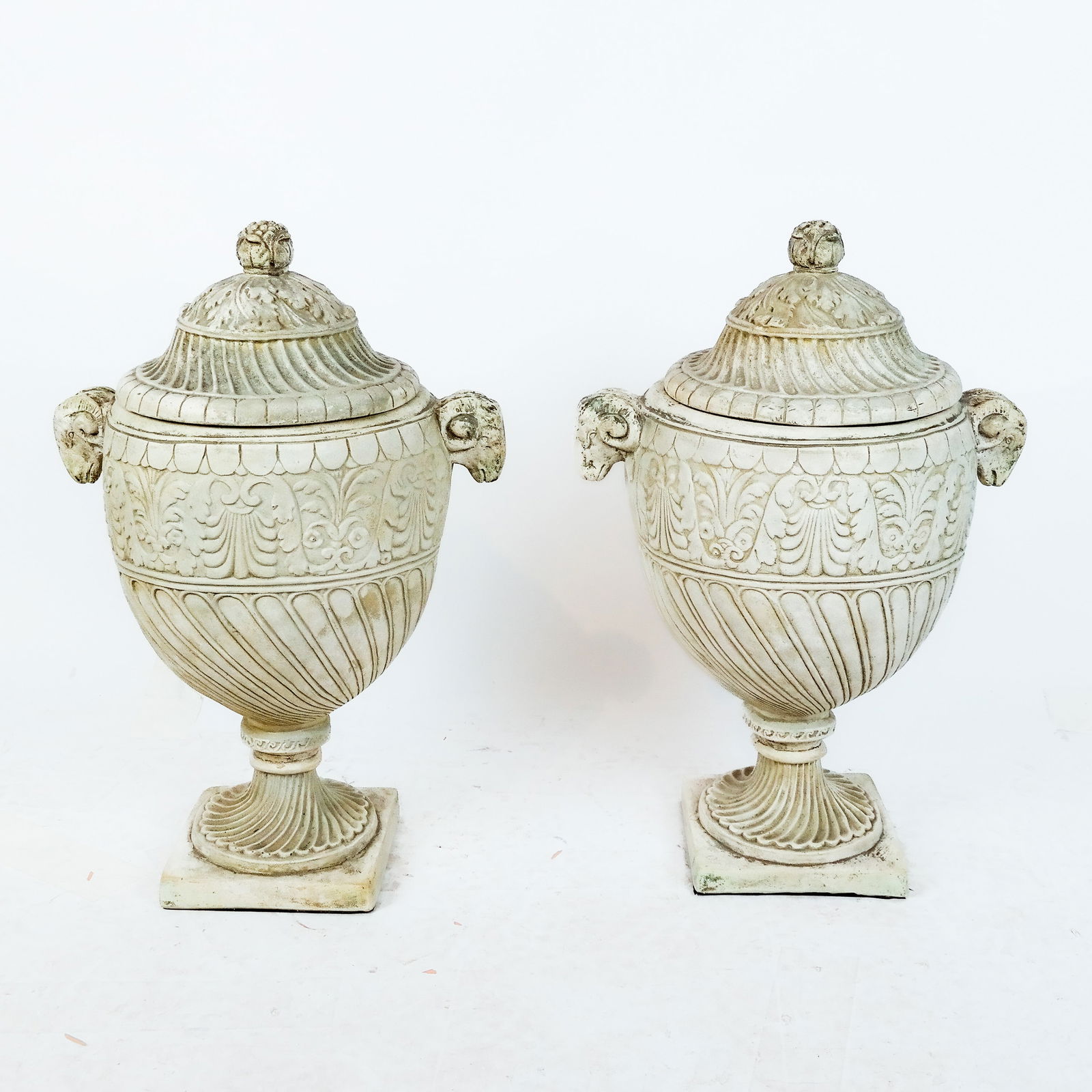 Pair of Classical-Style White Urns (1 of 7)
