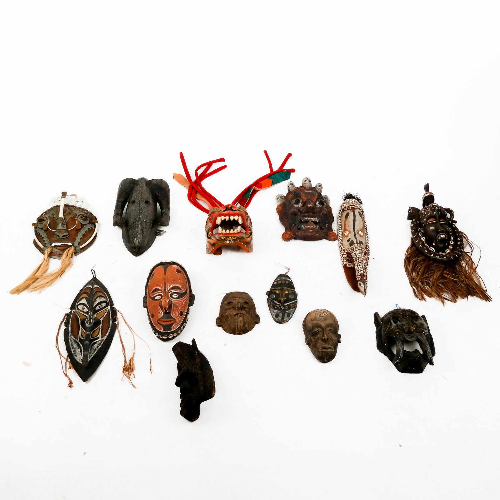 Assembled Group of Carved & Painted Masks (13) (1 of 9)