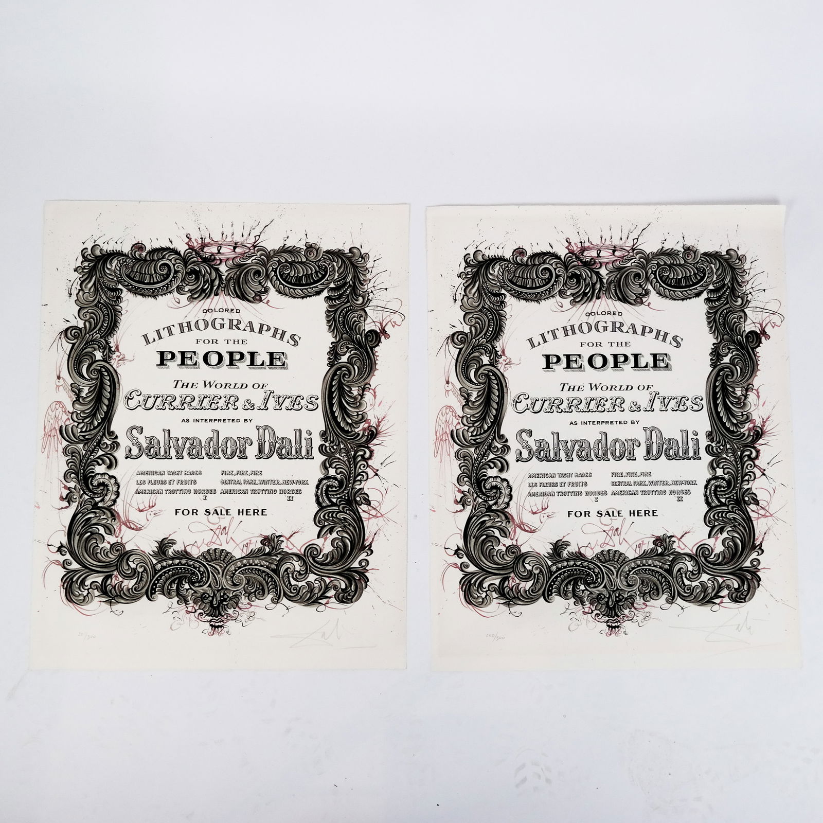 2 Salvador Dali Currier & Ives Signed Lithographs (1 of 15)