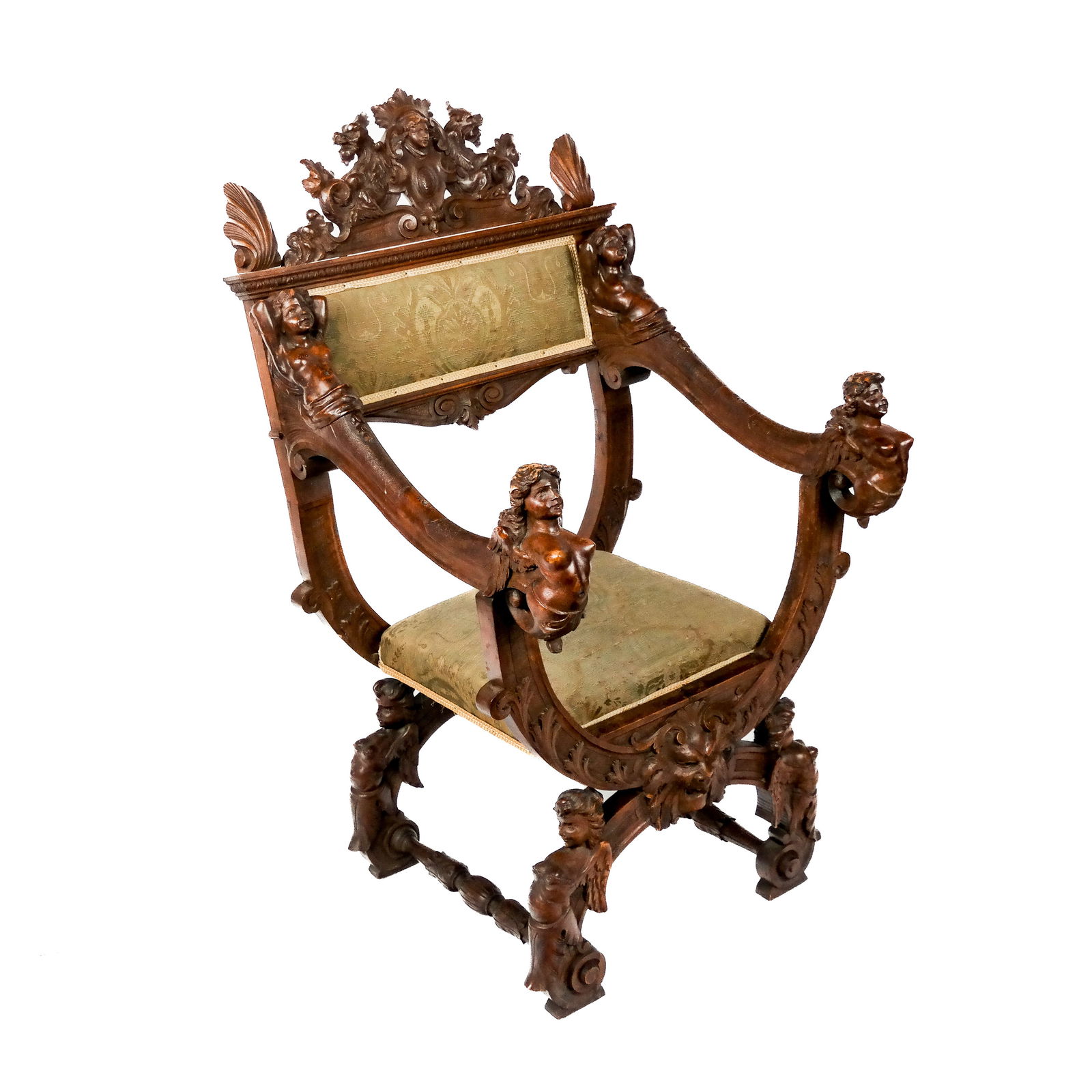 Italian Baroque Revival Oak Armchair (1 of 14)