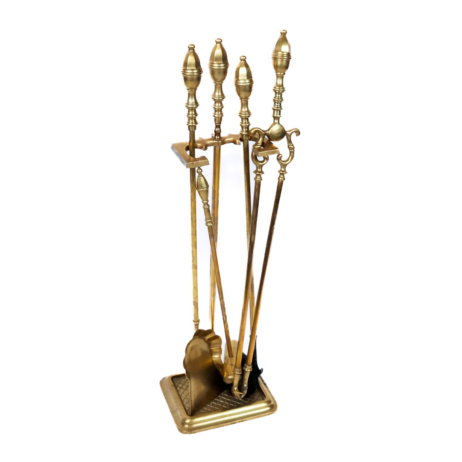 Regency-Style Brass Fireplace Tool Set (1 of 7)