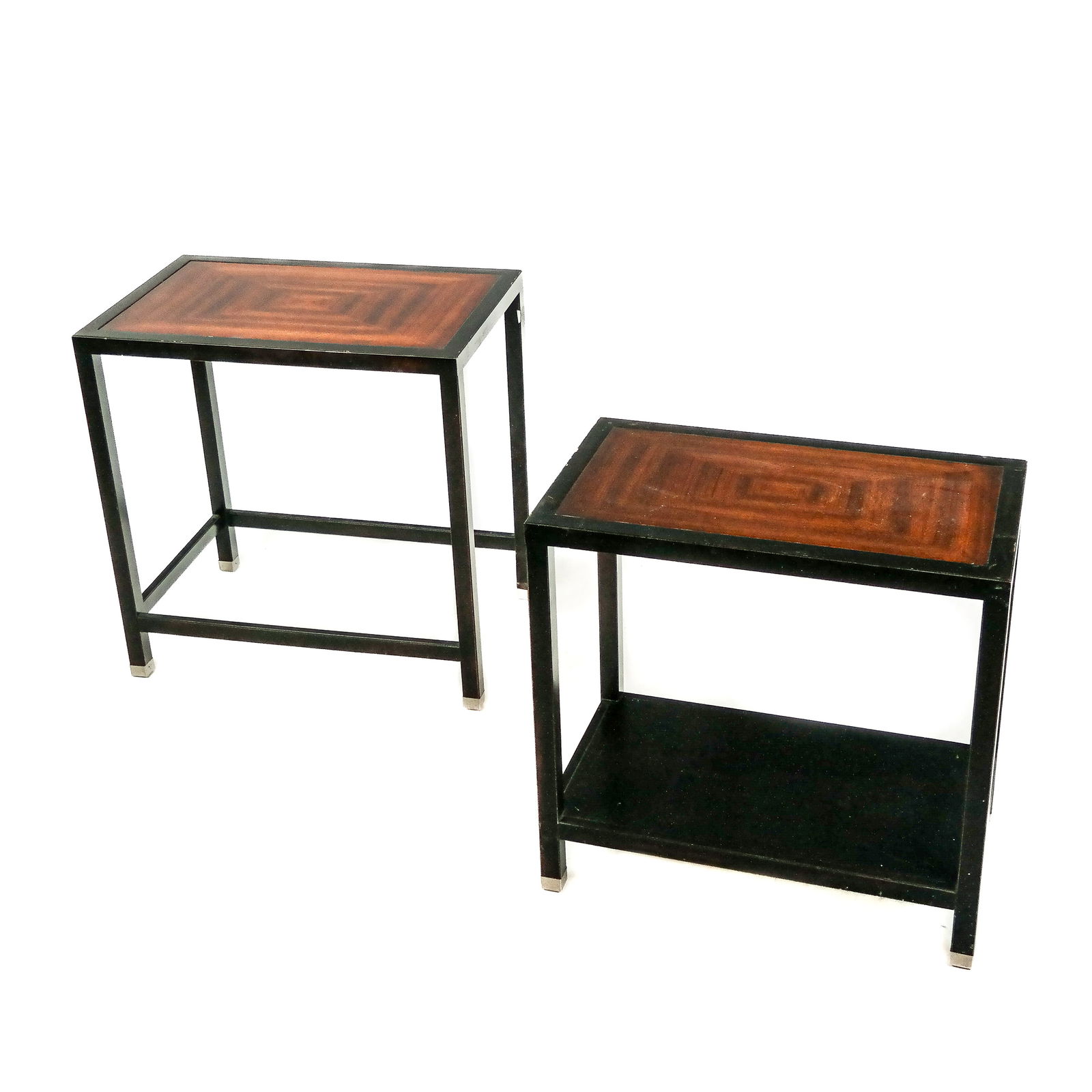 Pair of Modern Mixed Wood Nesting Tables (1 of 11)