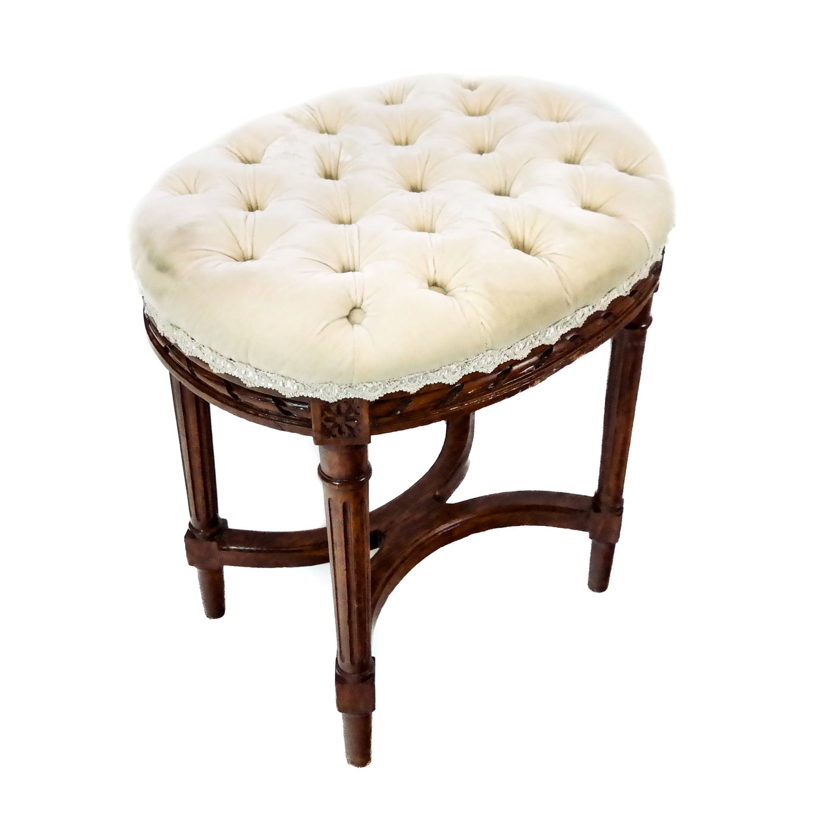 Louis XVI-Style Upholstered Stool (1 of 8)