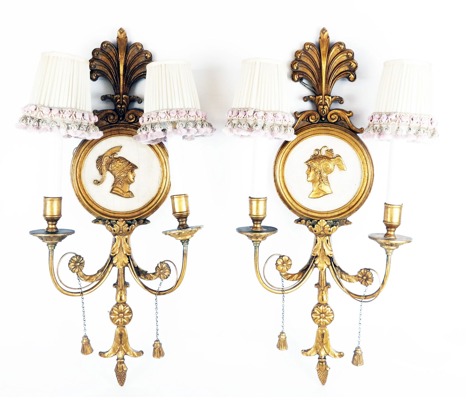 Pair of Giltwood Medallion 2-Light Sconces (1 of 13)