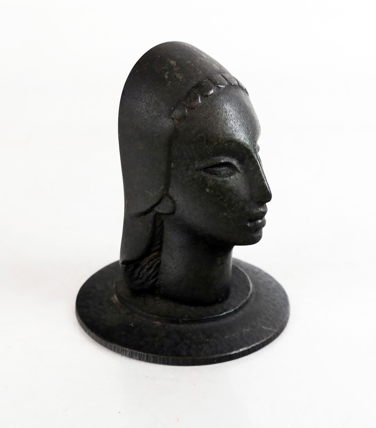 Signed Miniature Bronze Female Head (1 of 7)