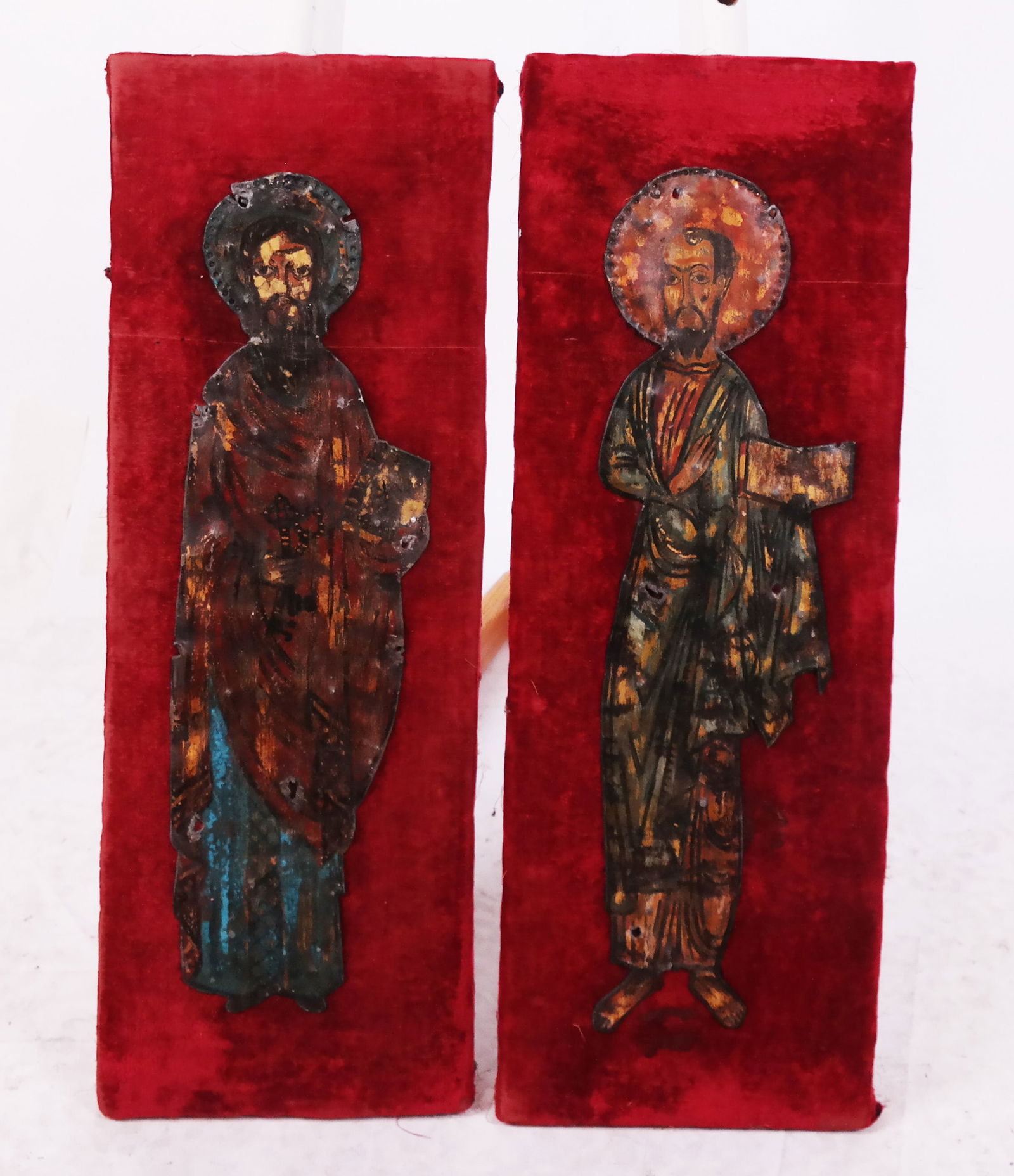 Pair of Religious Figural Paintings on Lead (1 of 14)