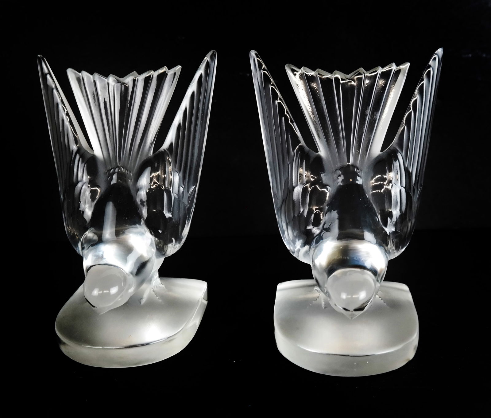 Lalique Glass Swallow Figural Bookends (1 of 7)