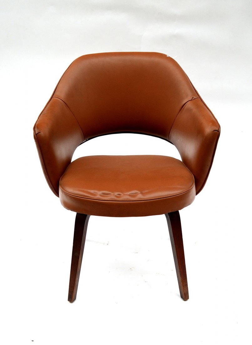 Bentwood Barrel Back Chair: Brown Upholstery. Some wear.