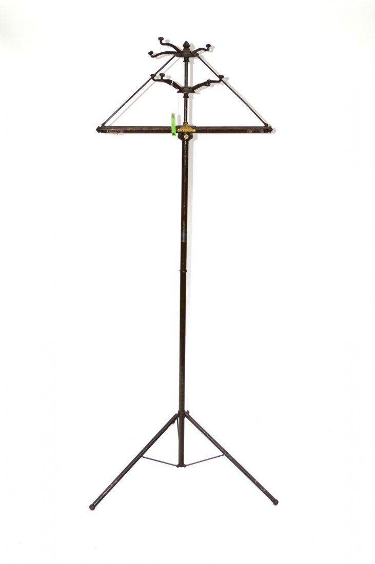 Vintage Industrial Coat Rack " Ultratres": Painted steel collapsible coat rack by Lewis & Congere. 30 1/2"Dia. x 72"H. As is.