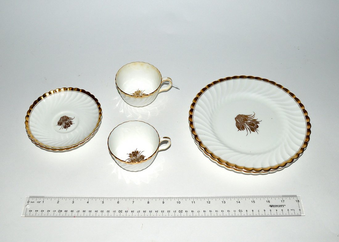 Partial Minton Dinner Service: For Tiffany & Co. 24 pieces total. 8 cups, 8 saucers, and 8 salad plates.