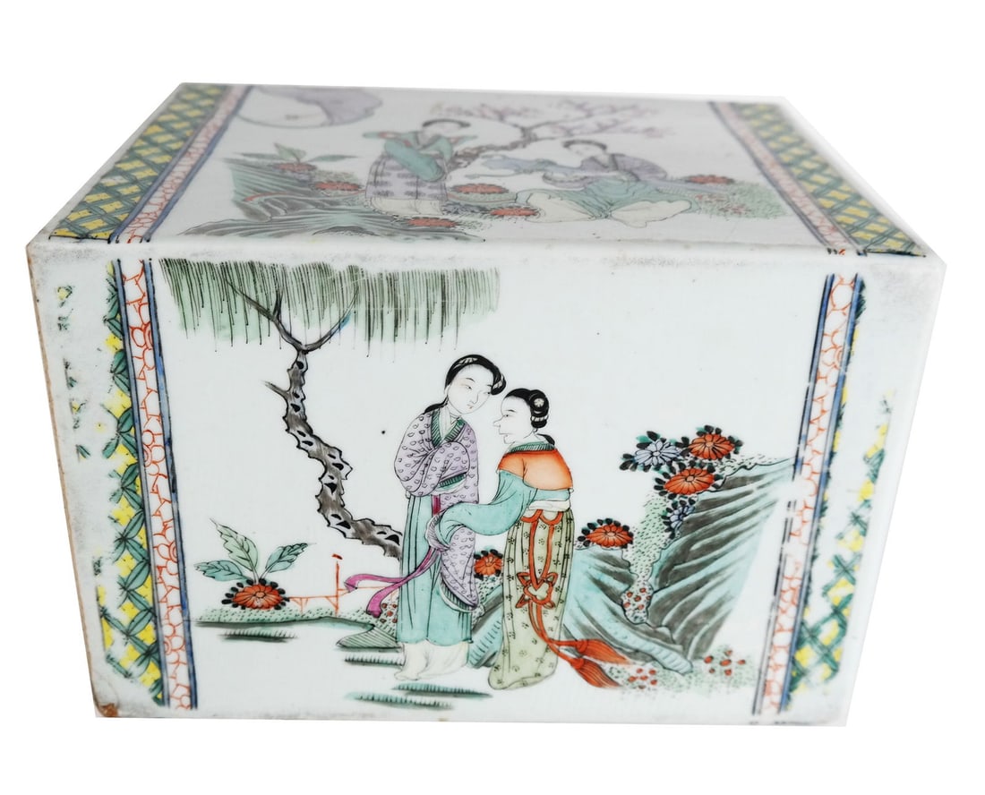 Chinese Famille Verte Porcelain Neck Rest Pillow (1 of 10)