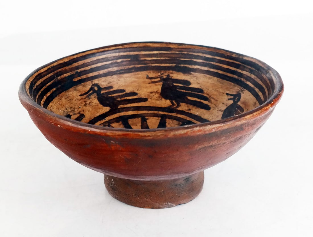 Ancient Bird-Decorated Pottery Bowl (1 of 8)