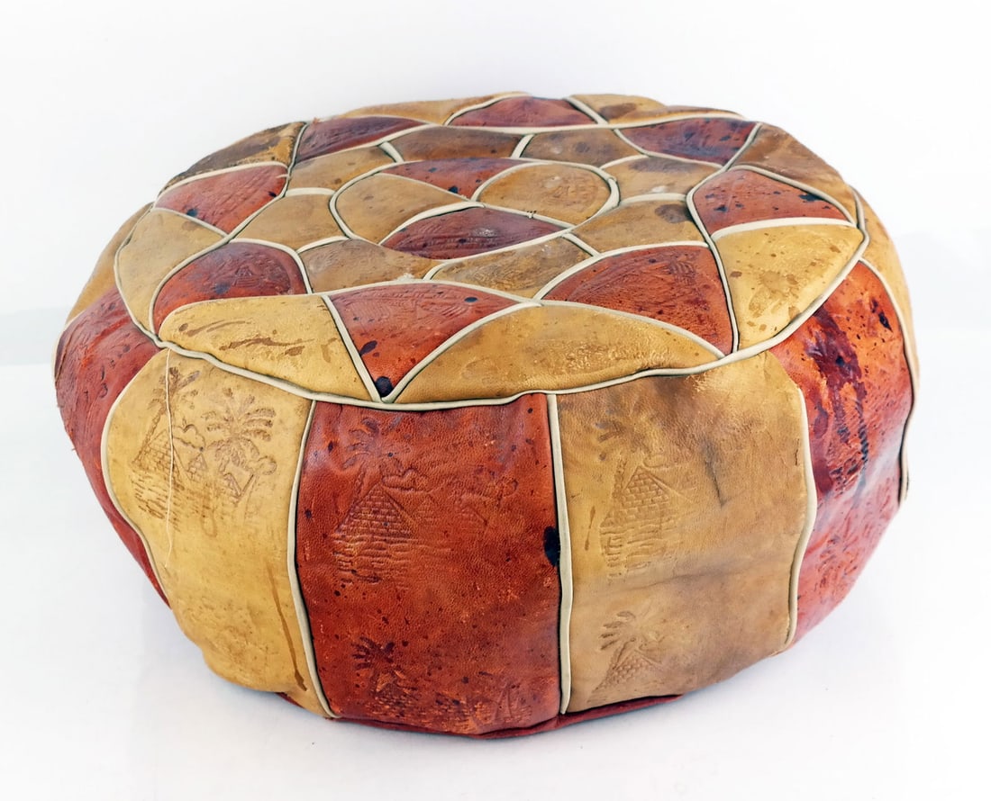 Decorated Leather Ottoman (1 of 8)