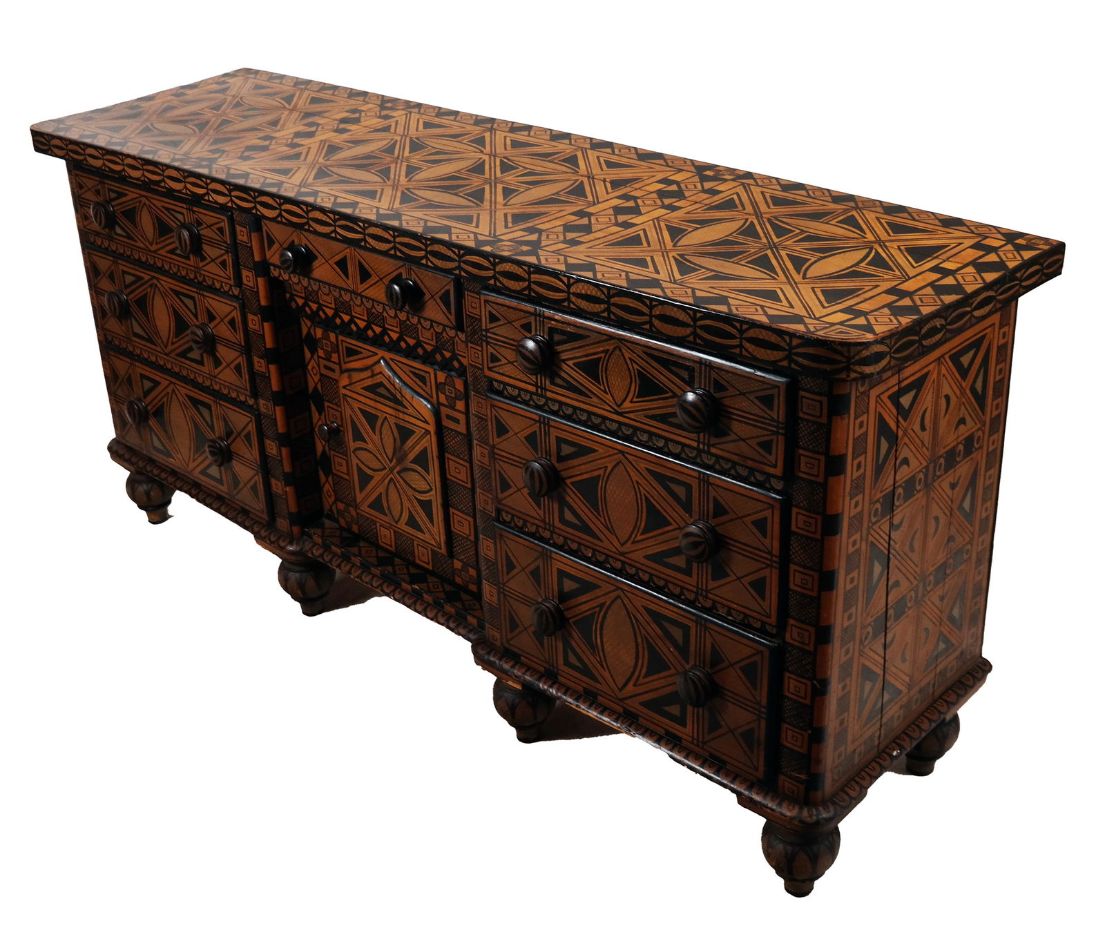 African Tribal Motif Painted Sideboard (1 of 11)