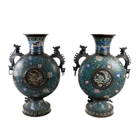 Pair of Chinese Cloisonne Flare Vases