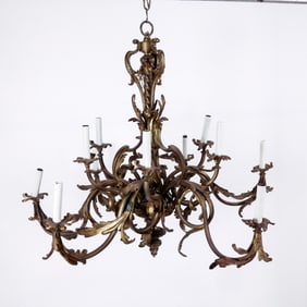 French-Style Bronze Large Chandelier