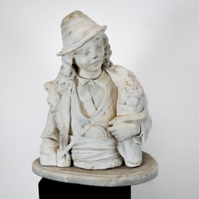 Carved Marble Bust of a Young Man