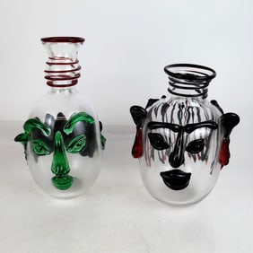 Two Jacqueline Glass Relief Vases